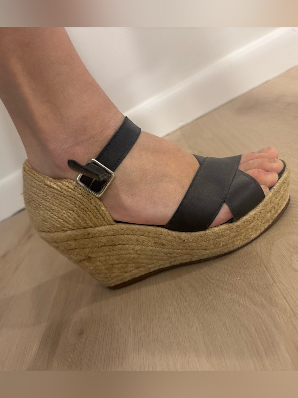 Wedge Espadrille Sandals - Black